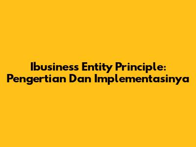 Ibusiness Entity Principle: Pengertian Dan Implementasinya
