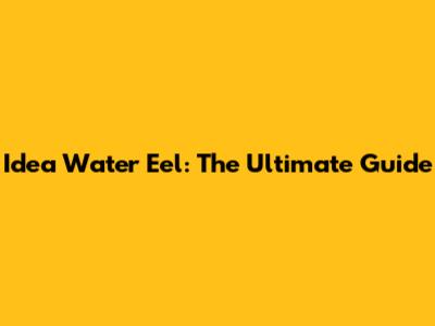 Idea Water Eel: The Ultimate Guide