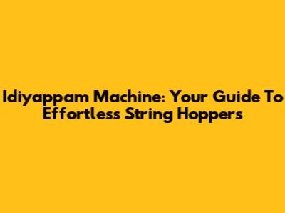 Idiyappam Machine: Your Guide To Effortless String Hoppers