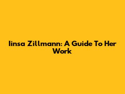 Iinsa Zillmann: A Guide To Her Work