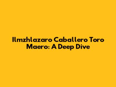 Ilmzhlazaro Caballero Toro Maero: A Deep Dive