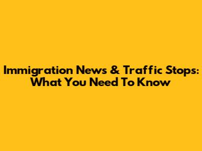 Immigration News & Traffic Stops: What You Need To Know