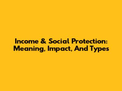 Income & Social Protection: Meaning, Impact, And Types
