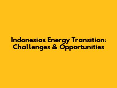 Indonesia's Energy Transition: Challenges & Opportunities