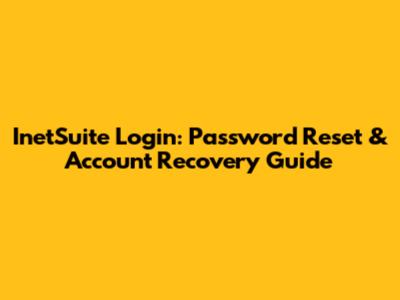InetSuite Login: Password Reset & Account Recovery Guide