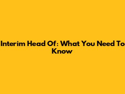 Interim Head Of: What You Need To Know