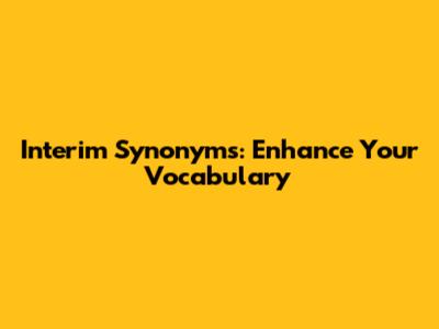 Interim Synonyms: Enhance Your Vocabulary
