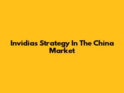 Invidia's Strategy In The China Market