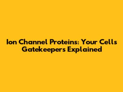 Ion Channel Proteins: Your Cells' Gatekeepers Explained