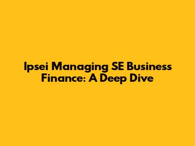 Ipsei Managing SE Business Finance: A Deep Dive