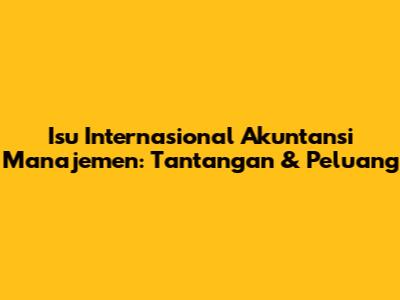 Isu Internasional Akuntansi Manajemen: Tantangan & Peluang