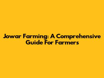 Jowar Farming: A Comprehensive Guide For Farmers