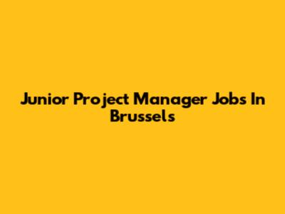 Junior Project Manager Jobs In Brussels