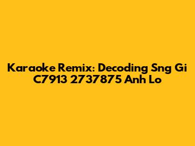 Karaoke Remix: Decoding Sng Gi C7913 2737875 Anh Lo
