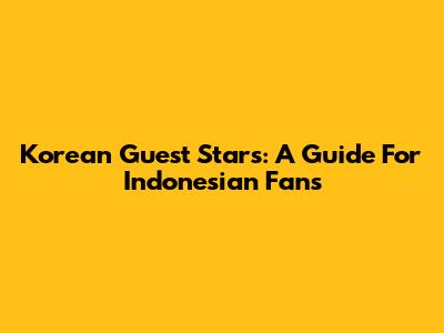 Korean Guest Stars: A Guide For Indonesian Fans