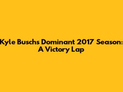 Kyle Busch's Dominant 2017 Season: A Victory Lap