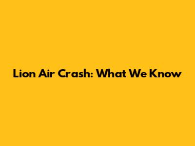 Lion Air Crash: What We Know