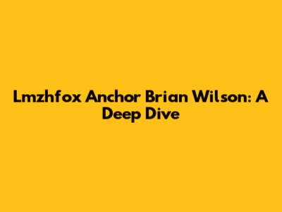 Lmzhfox Anchor Brian Wilson: A Deep Dive
