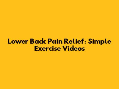 Lower Back Pain Relief: Simple Exercise Videos