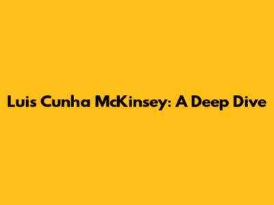 Luis Cunha McKinsey: A Deep Dive