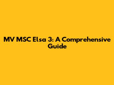 MV MSC Elsa 3: A Comprehensive Guide