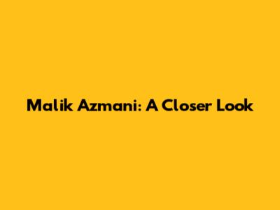 Malik Azmani: A Closer Look