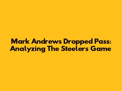 Mark Andrews' Dropped Pass: Analyzing The Steelers Game