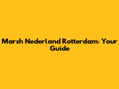 Marsh Nederland Rotterdam: Your Guide