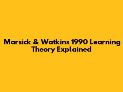 Marsick & Watkins' 1990 Learning Theory Explained