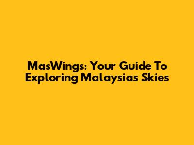 MasWings: Your Guide To Exploring Malaysia's Skies