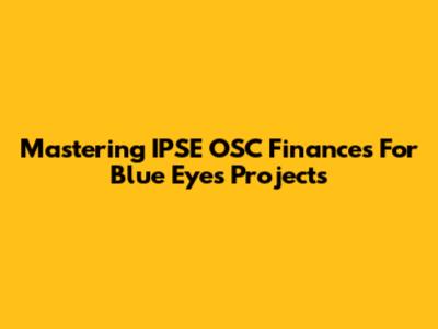 Mastering IPSE OSC Finances For 'Blue Eyes' Projects