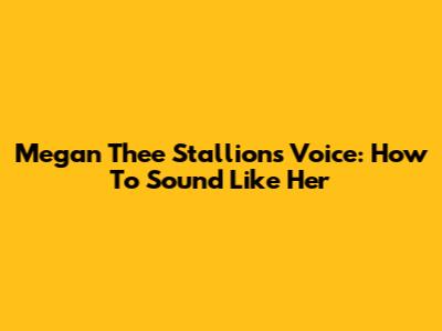 Megan Thee Stallion's Voice: How To Sound Like Her