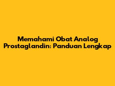 Memahami Obat Analog Prostaglandin: Panduan Lengkap