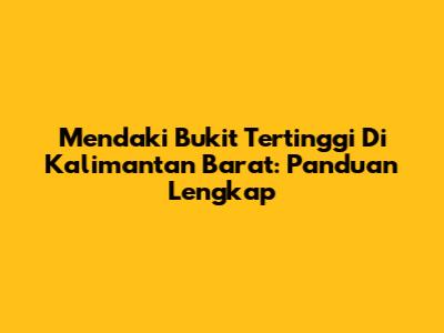 Mendaki Bukit Tertinggi Di Kalimantan Barat: Panduan Lengkap