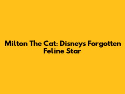 Milton The Cat: Disney's Forgotten Feline Star