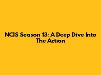 NCIS Season 13: A Deep Dive Into The Action
