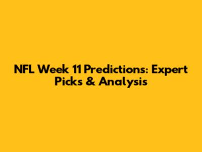 NFL Week 11 Predictions: Expert Picks & Analysis