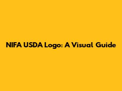 NIFA USDA Logo: A Visual Guide