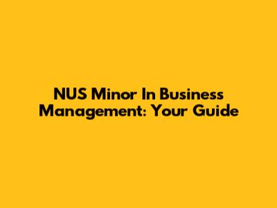 NUS Minor In Business Management: Your Guide