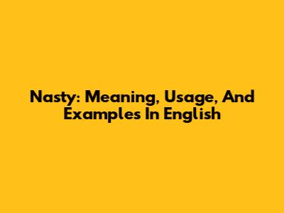 Nasty: Meaning, Usage, And Examples In English