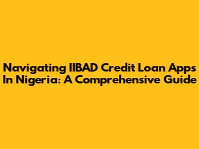 Navigating IIBAD Credit Loan Apps In Nigeria: A Comprehensive Guide