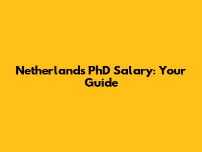 Netherlands PhD Salary: Your Guide