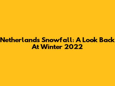 Netherlands Snowfall: A Look Back At Winter 2022