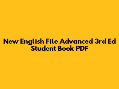 New English File Advanced 3rd Ed Student Book PDF