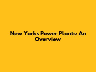New York's Power Plants: An Overview