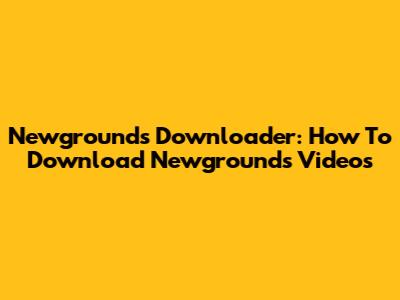 Newgrounds Downloader: How To Download Newgrounds Videos