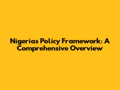 Nigeria's Policy Framework: A Comprehensive Overview