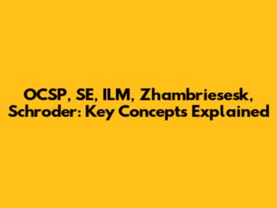 OCSP, SE, ILM, Zhambriesesk, Schroder: Key Concepts Explained
