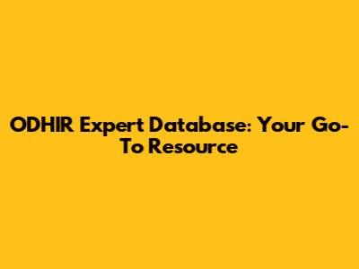 ODHIR Expert Database: Your Go-To Resource