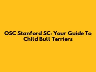 OSC Stanford SC: Your Guide To Child Bull Terriers
